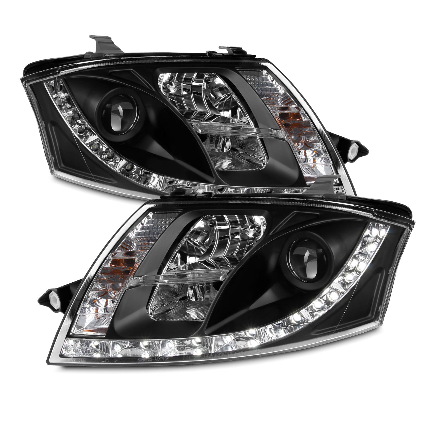 Audi TT 8n mk1 ヘッドライトライトユニットセット AKKON - For Audi TT MK1 Type 8N Black Bezel DRL LED Strip Halogen Type