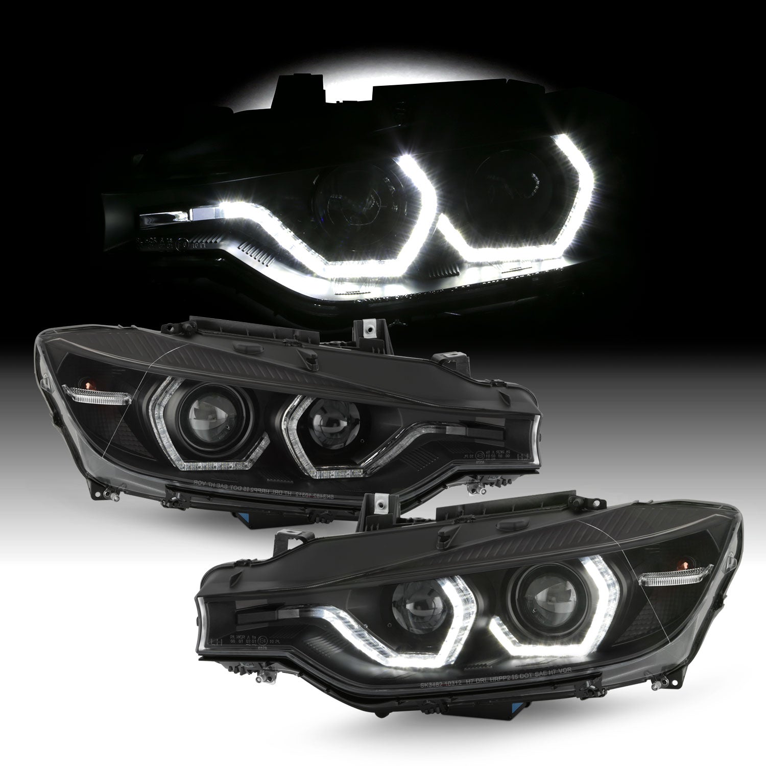 ライト・ランタン Bmw 320 Head lights Black Housing Halogen Headlights Compatible with BMW 320i