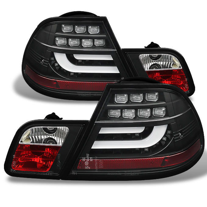 EAGLE EYES Halo Projector Headlights + Red Smoke LED Tail Lights – BMW E46 2DR 00-03, Euro Clear