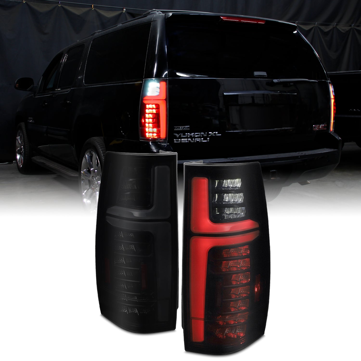 Chevy 00-06 Suburban Tahoe Yukon Black Smoke LED Rear Tail Lights LS LT SLT SLE