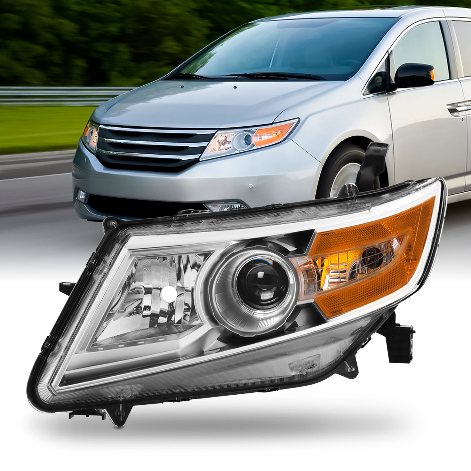 Evan-Fischer CAPA Headlights For Honda Odyssey 2011-2013 - Halogen Pair With Bulbs (Left & Right)