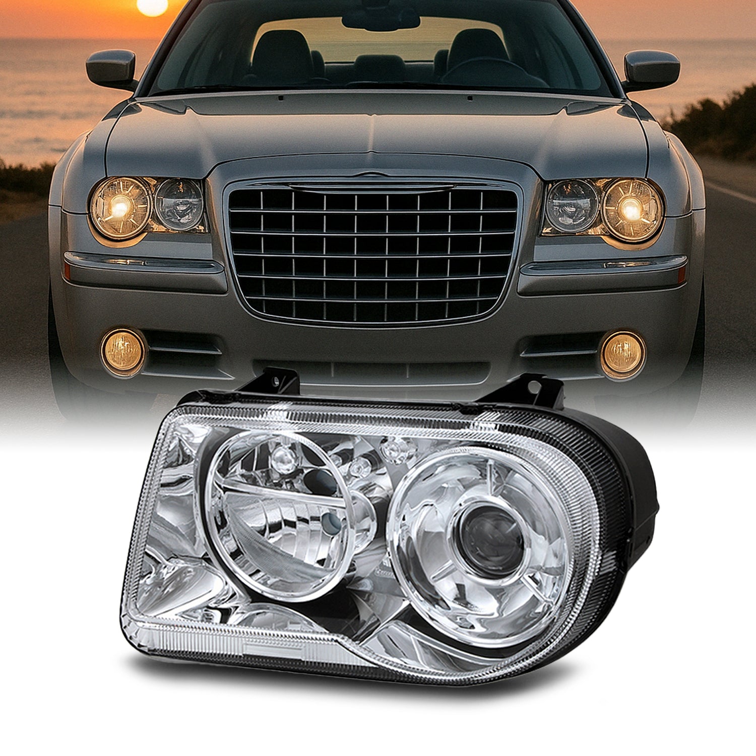 Left Driver Side Halogen Headlight For 2005-2010 Chrysler 300 C (with Delay Option)