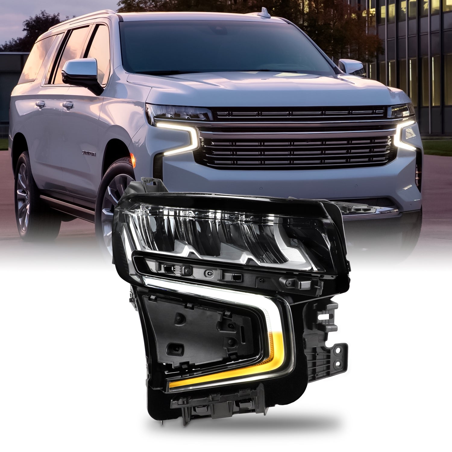 Akkon - Fit 2021 2022 2023 Chevy Tahoe/Suburban 21-23 [Full Led] Switchback Headlight Headlamp Passenger Right Side, image size:1500x1500