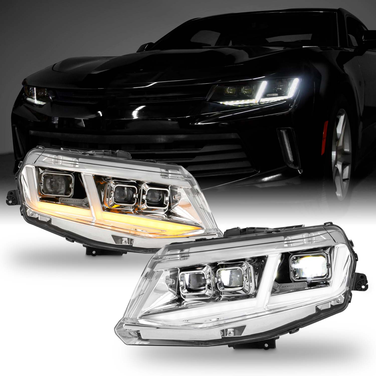 AKKON - Fit 2016 2017 2018 Chevy Camaro FULL LED DRL Switchback Sequen