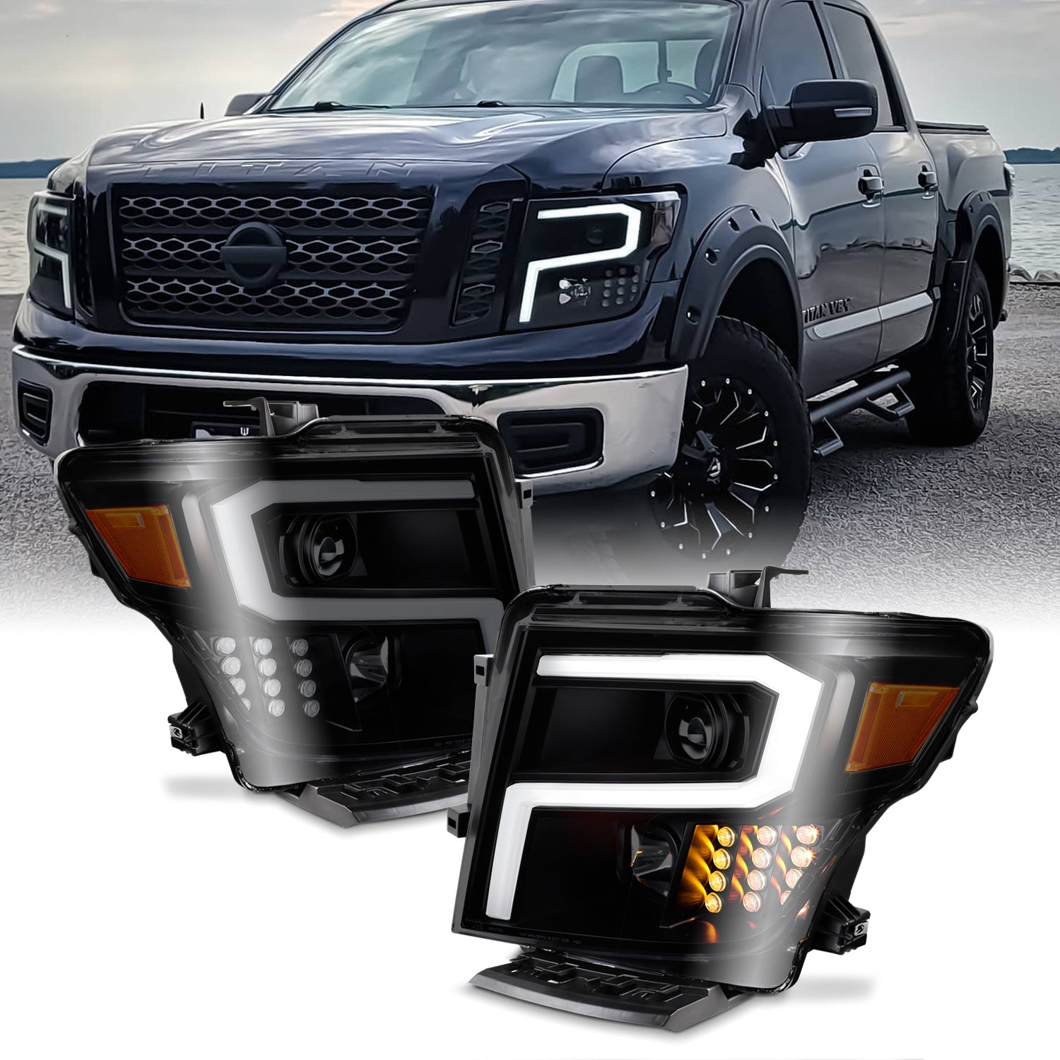 AKKON - Fits 2016-2024 Nissan Titan Projector Headlights w