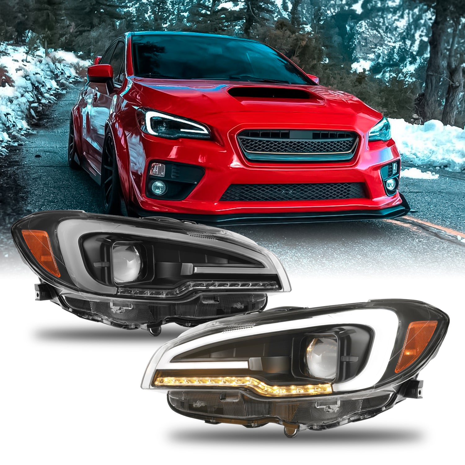 シアナ　lsr Akkon Projector Style Headlights Black Base w/ Smoke Lense
