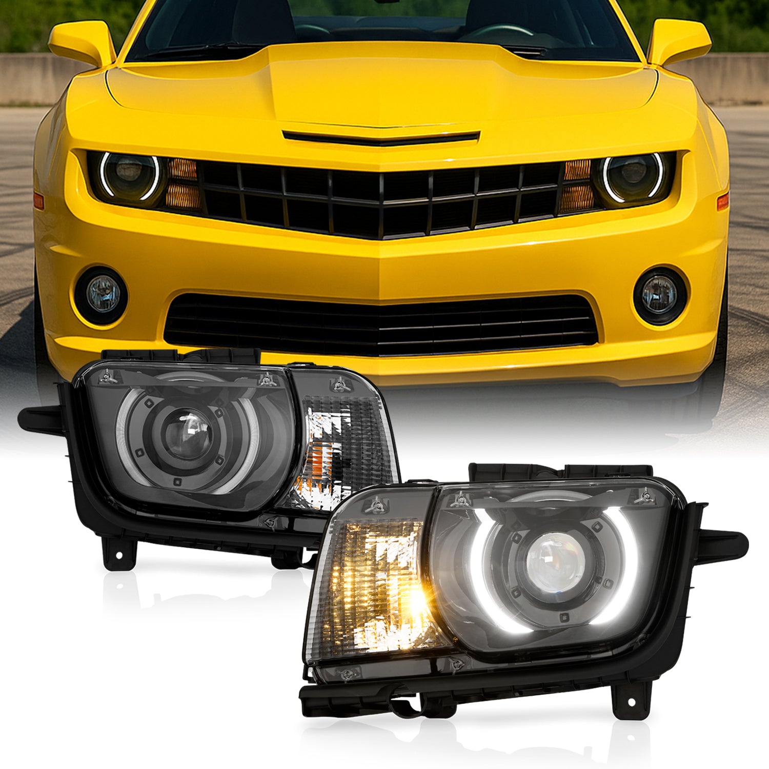 For 2010-2013 Chevy Camaro Black Dual CCFL Halo Ring Design Ha For 2010-2013 Chevy Camaro Black Dual CCFL Halo Ring Design Ha