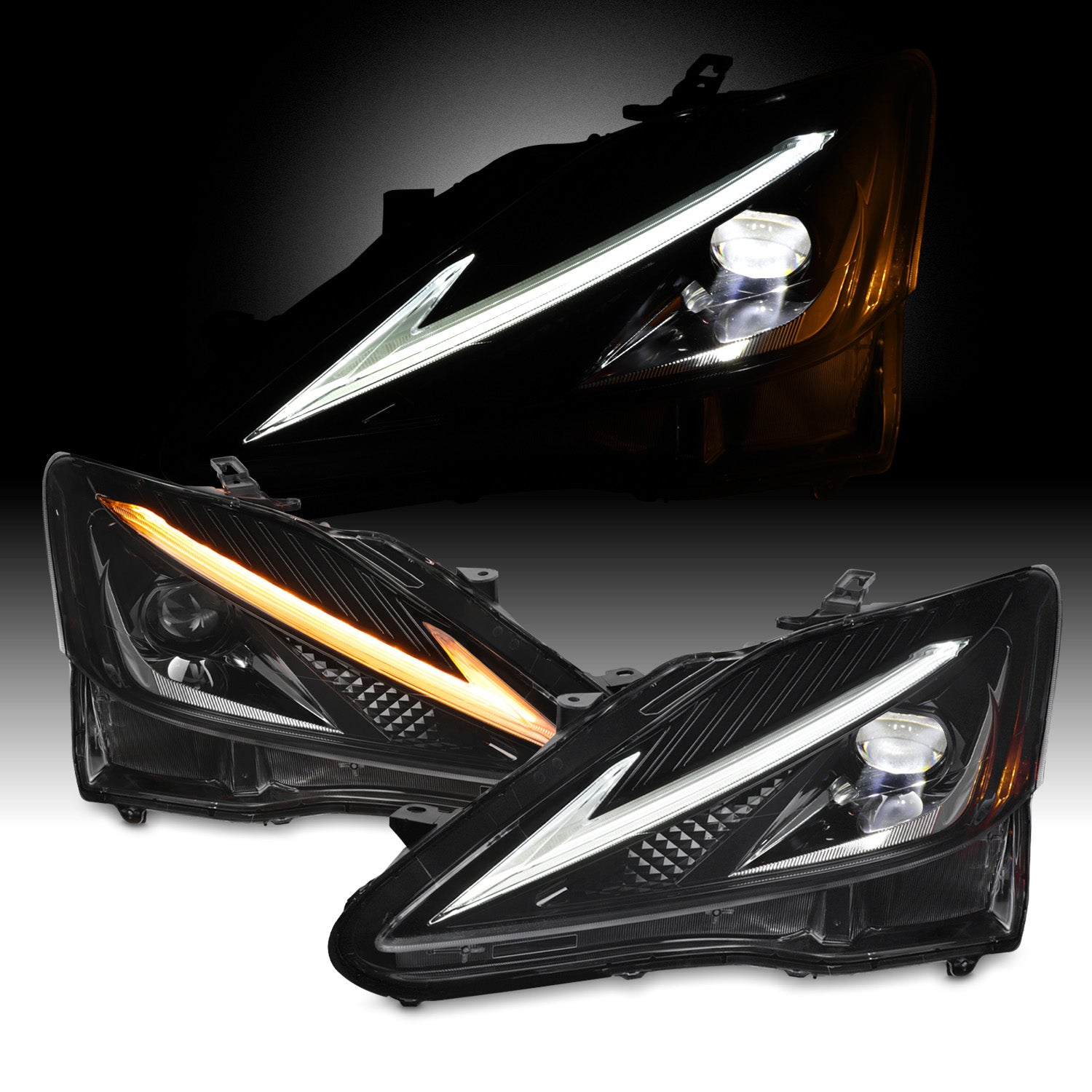 AKKON - Fit 2006-2013 Lexus IS250 IS350 [Halogen Type] Projector Black