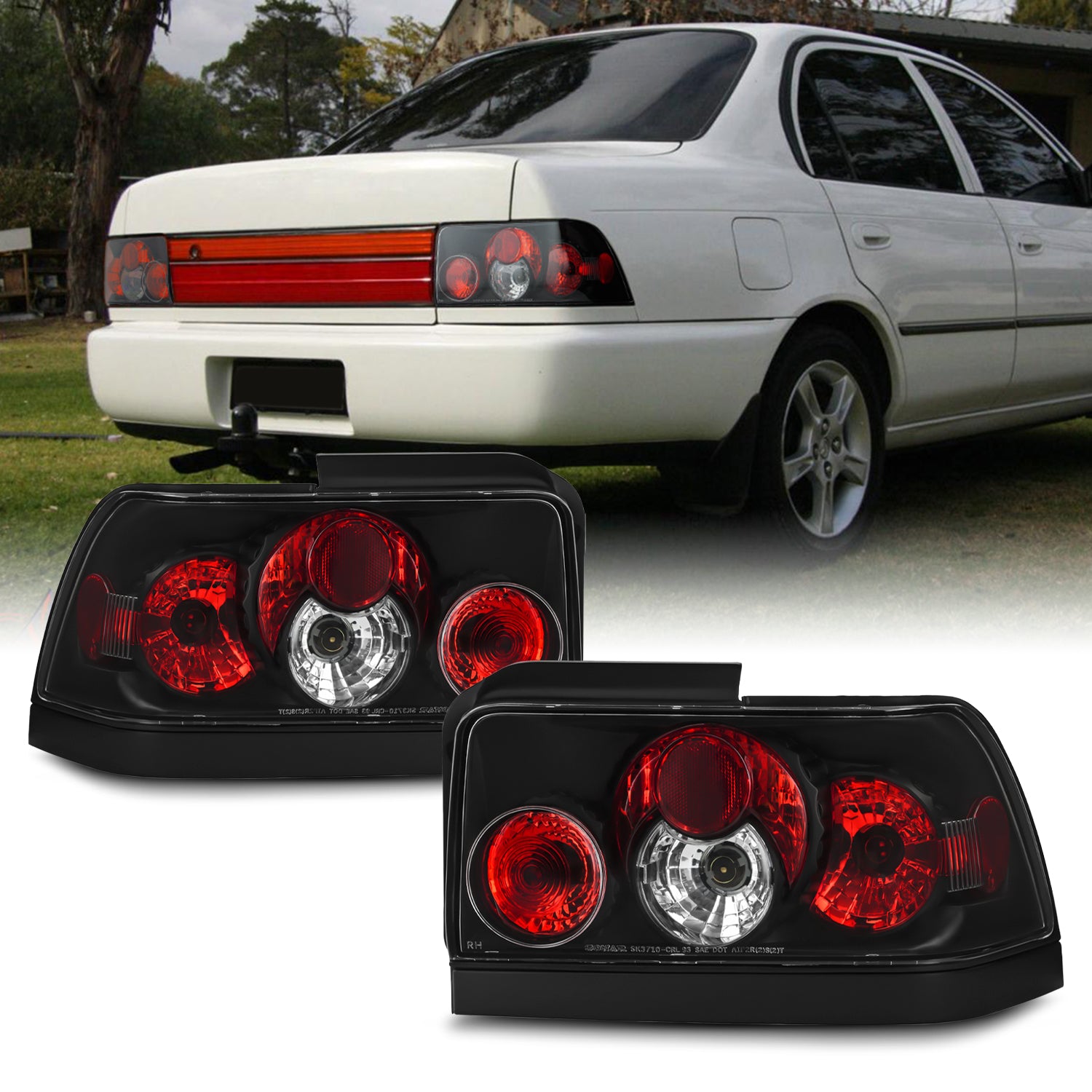 AKKON - For 1993-1997 Toyota Corolla Black Altezza Tail Lights Rear Br