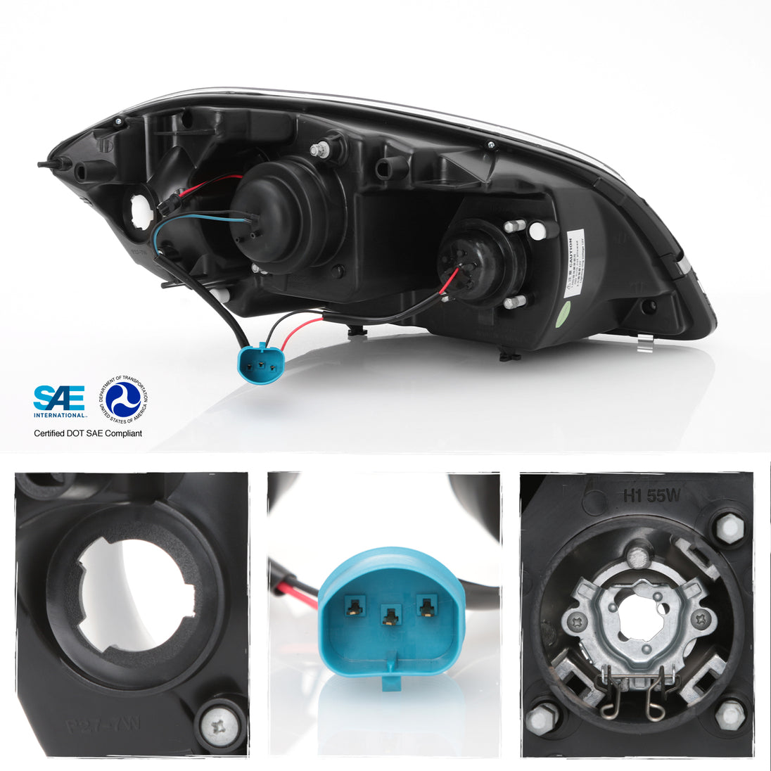 Chevy Cobalt 2005-2010 Black Dual Halo Projector Headlights with LED Chevy Cobalt 2005-2010 Black Dual Halo Projector Headlights with LED