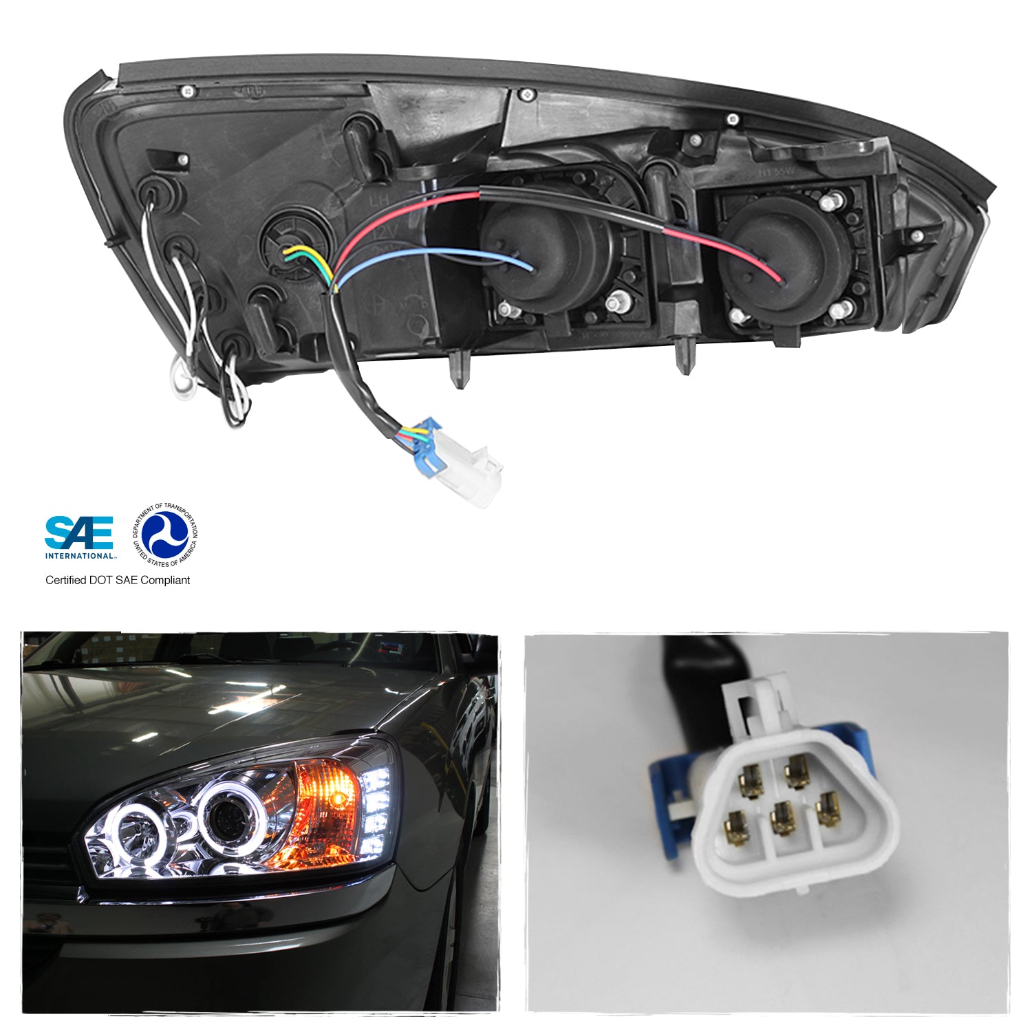 AKKON - For 2004-2007 Chevy Malibu LED Dual Halo DRL