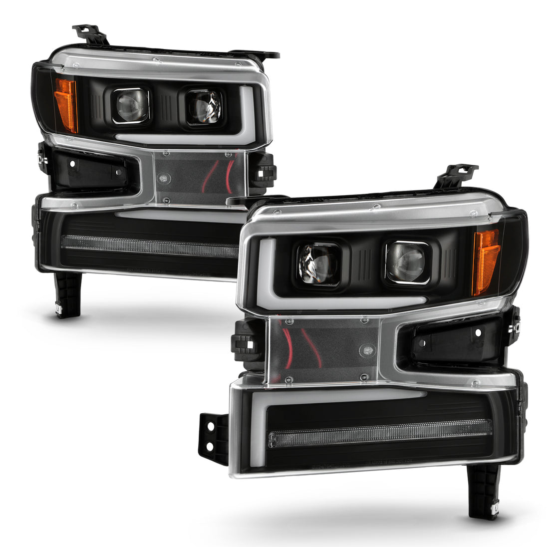 Pair Black Projector Headlights For Chevy Silverado 1500 2019-2022 – Halogen, SAE-Certified
