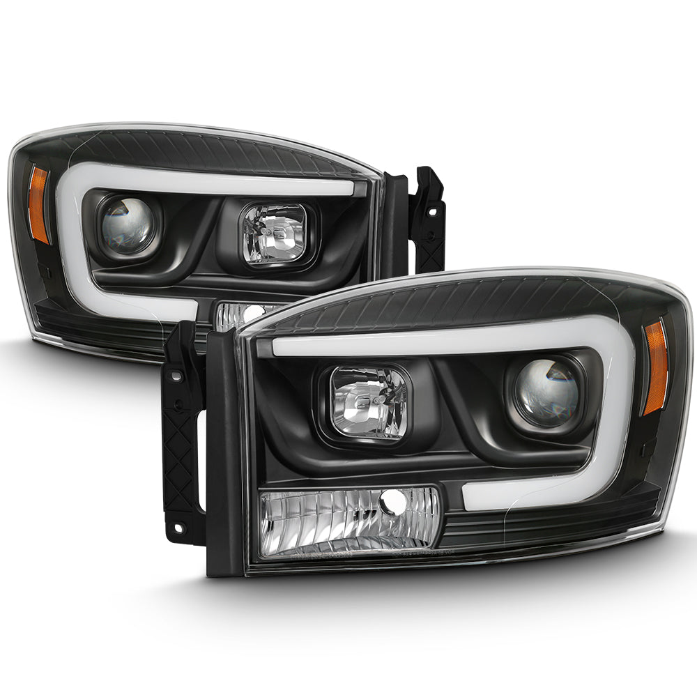 For 06-08 Dodge Ram 1500 / 06-09 2500 3500 Black Clear Corner Headlights Lamps For 06-08 Dodge Ram 1500 / 06-09 2500 3500 Black Clear Corner Headlights Lamps
