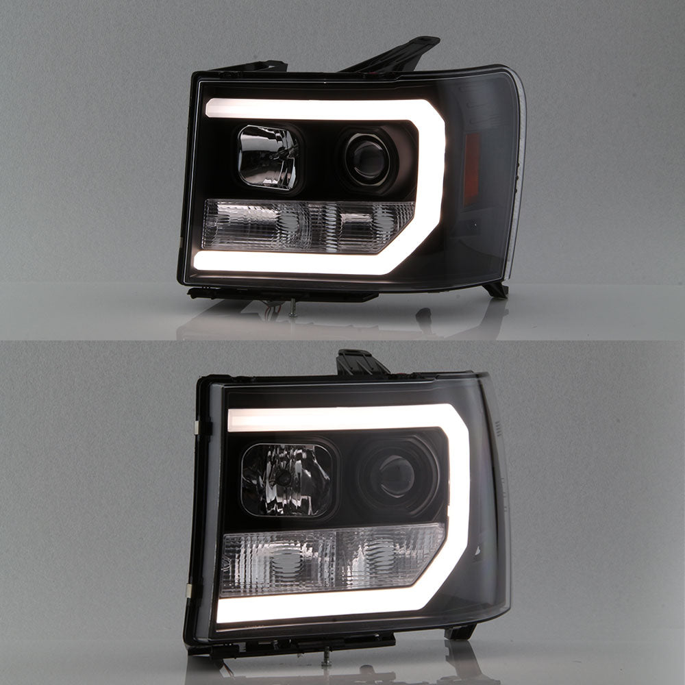 FOR 1999-2007 GMC SIERRA/YUKON PAIR LED DRL HEADLIGHT BUMPER LAMPS BLACK/CLEAR E - Foto 3