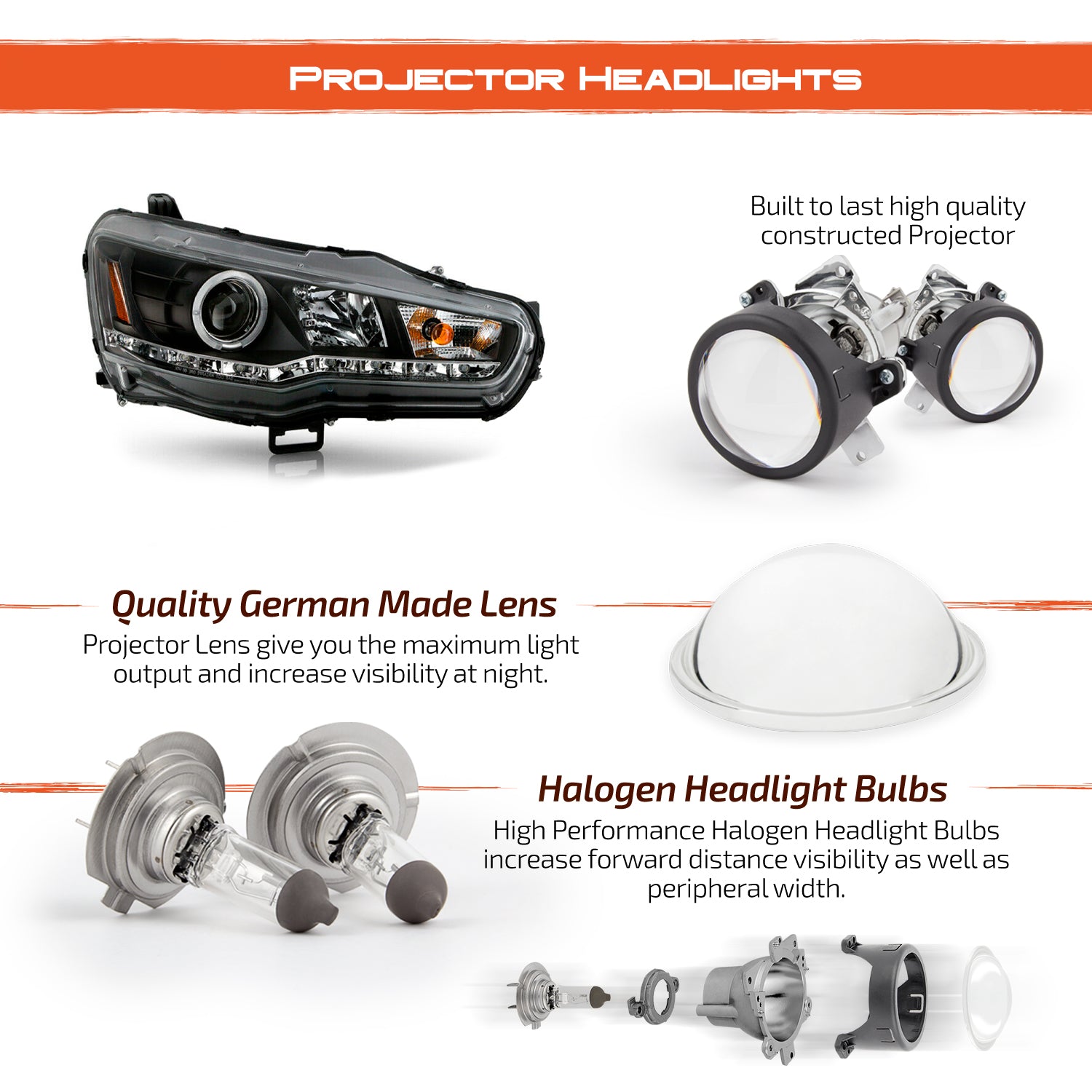 EVO ライト LED Headlights 2008-2020 For Mitsubishi Lancer / EVO X LED