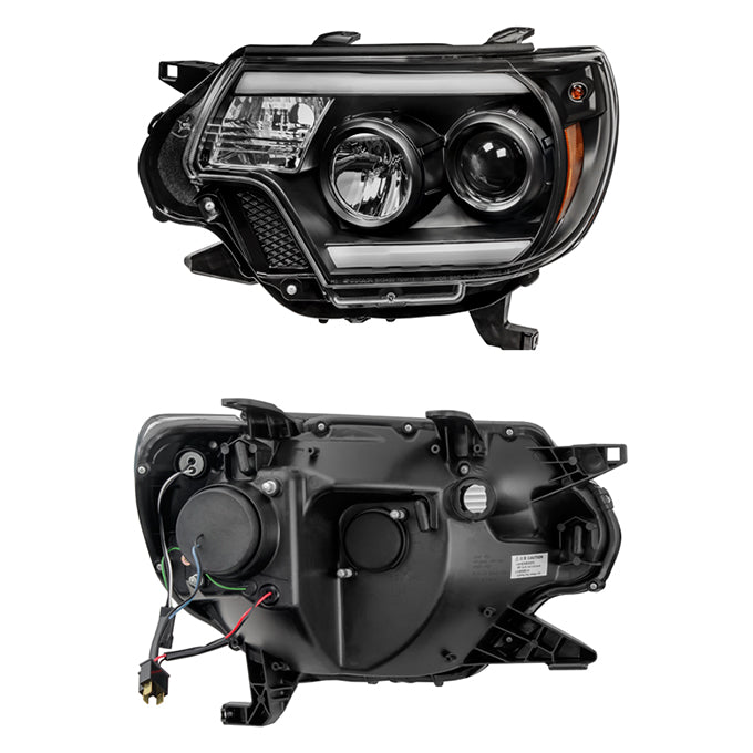 DPT Motorsports Black Housing Headlights For 2012-2015 Toyota Tacoma – Pair – Clear Corner