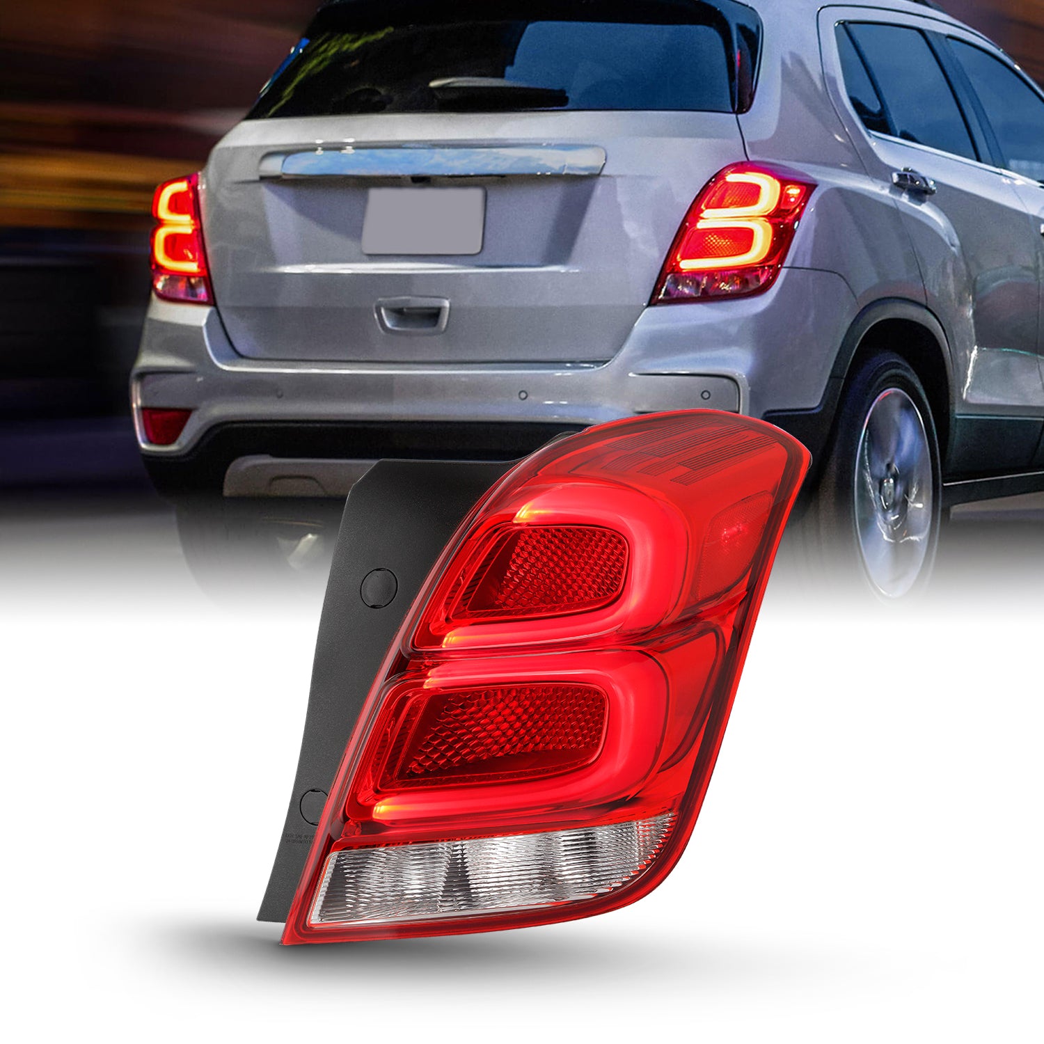 AKKON - Fits 2017-2022 Chevy Trax LED Running Chrome Red Tail Light Br