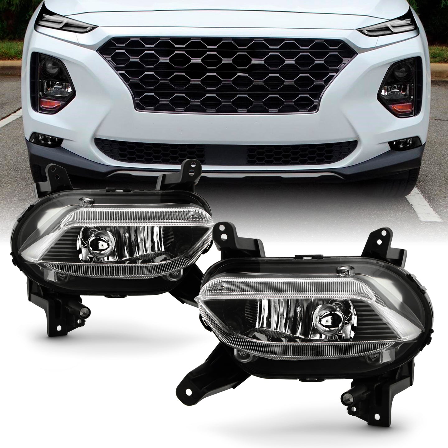 1 Pair Fog Lamp LED Foglight Assembly Sets For Hyundai IX45 Santa Fe 2013-2015 E - Foto 12
