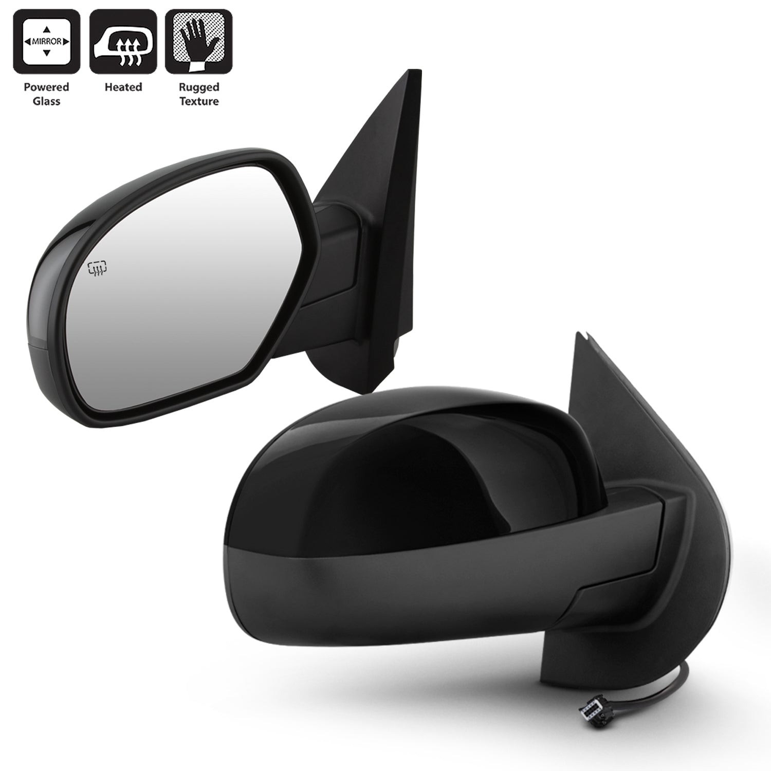 Power Mirror Set For 2007-2013 Chevy Silverado, GMC Sierra, Tahoe, Yukon – Heated & Manual Fold