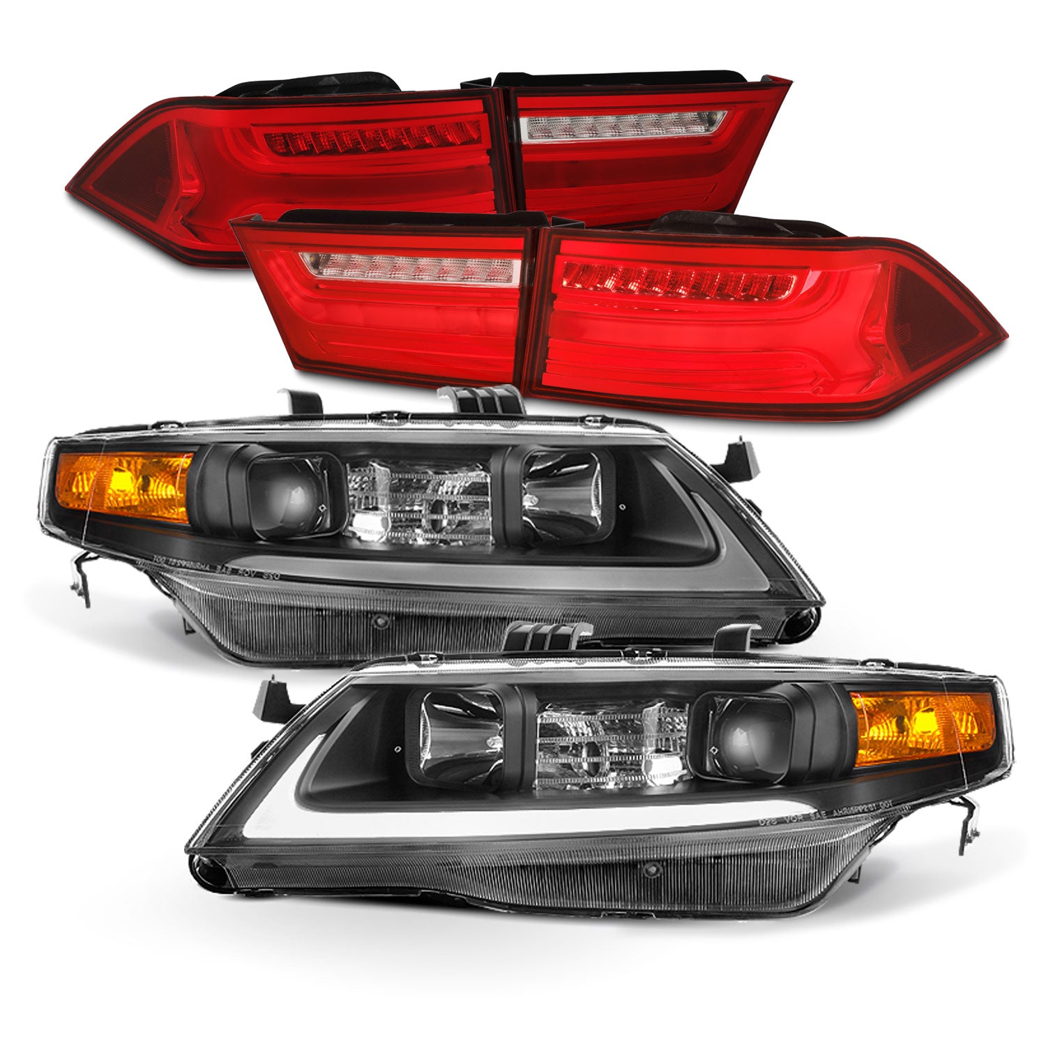 AKKON - Fits 2004-2008 Acura TSX Light Bar DRL Projector Black Housing