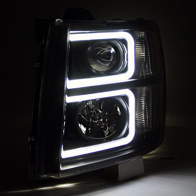 Silverado 3500 LED C-Bar Factory Style Headlights; Chrome Housing; Clear Lens (07-14 Silverado Silverado 3500 LED C-Bar Factory Style Headlights; Chrome Housing; Clear Lens (07-14 Silverado