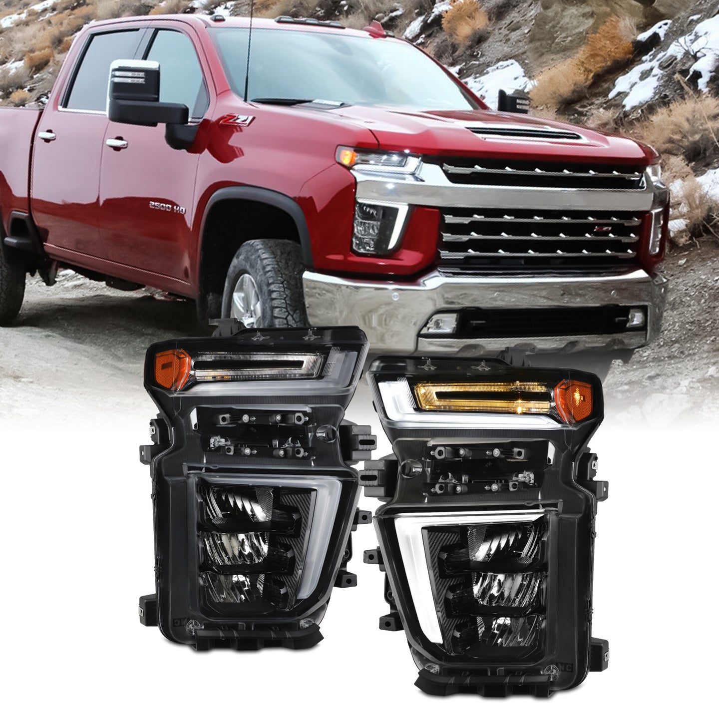Passenger Side LED Headlight Assembly – Fits 2020-2023 Silverado 2500/3500HD LTZ / High Country (Reflector)