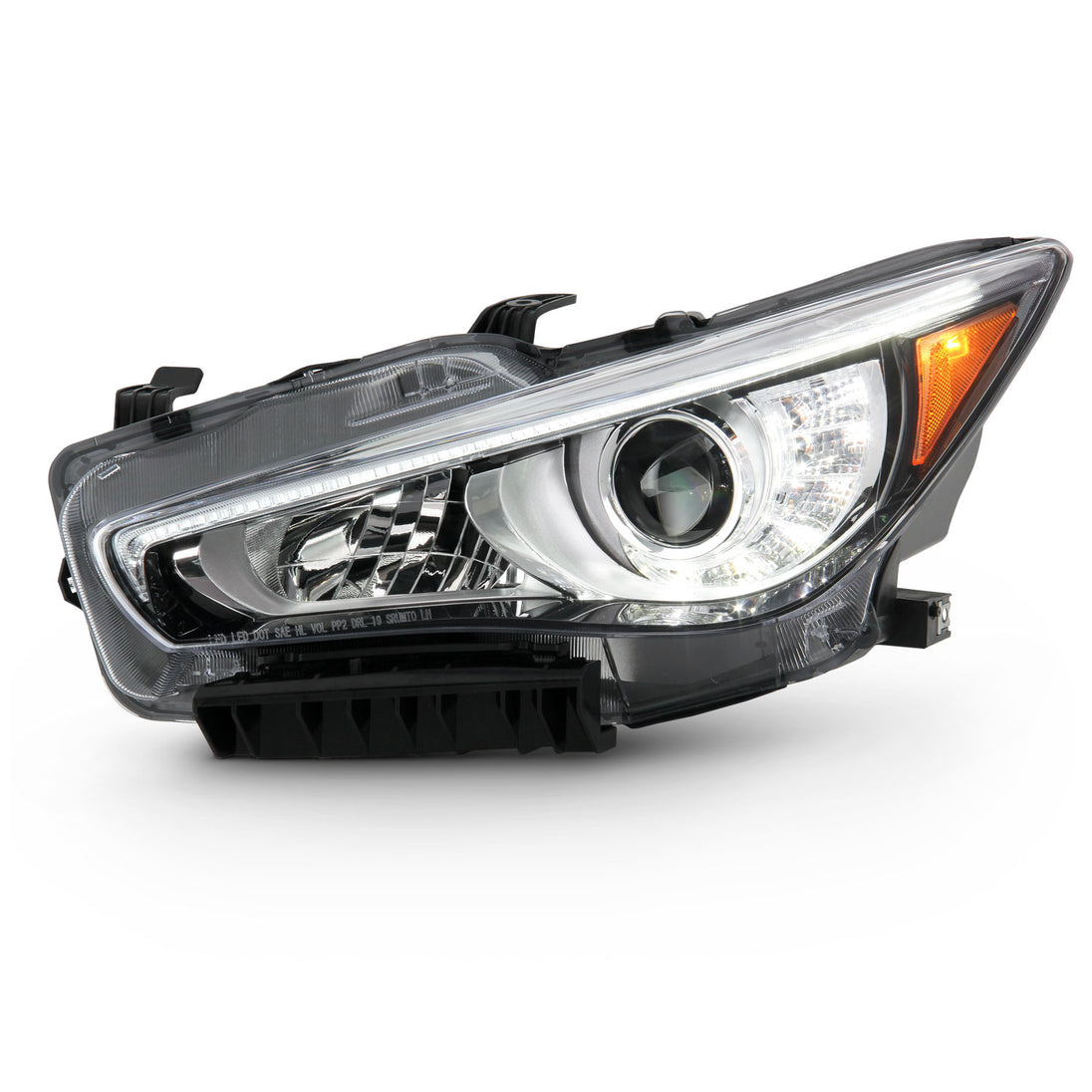 For 2014-2022 InFiniti Q50 w/o AFS LED Projector Chrome Clear Headlamp Passenger For 2014-2022 InFiniti Q50 w/o AFS LED Projector Chrome Clear Headlamp Passenger