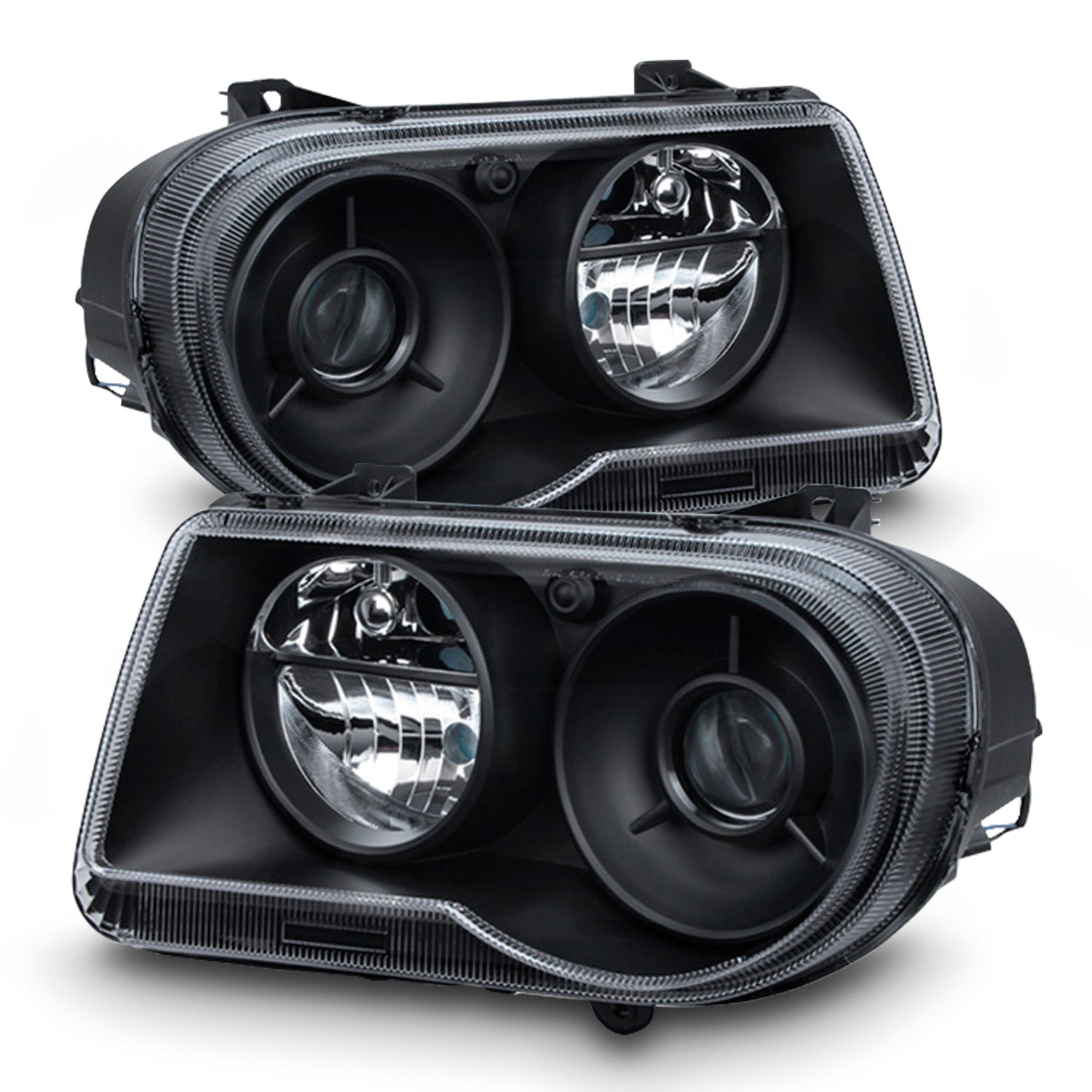 AKKON - For Black Bezel 05-10 Chrysler 300C Headlights Front Lamps Dir